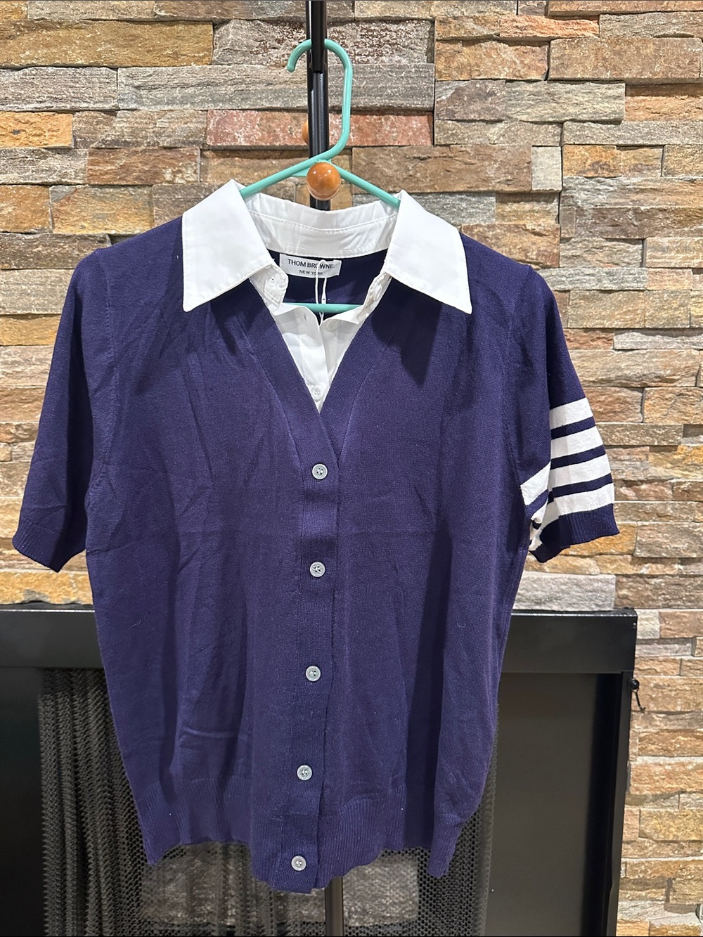 Navy Short-Sleeve Polo Cardigan size S